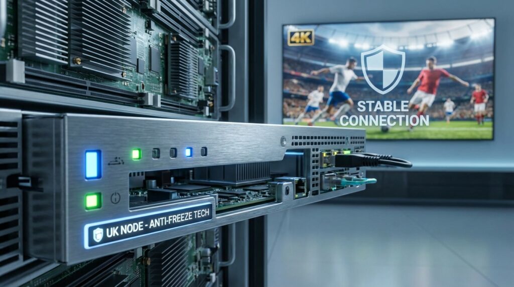UK-based server nodes providing zero-buffering and anti-freeze technology