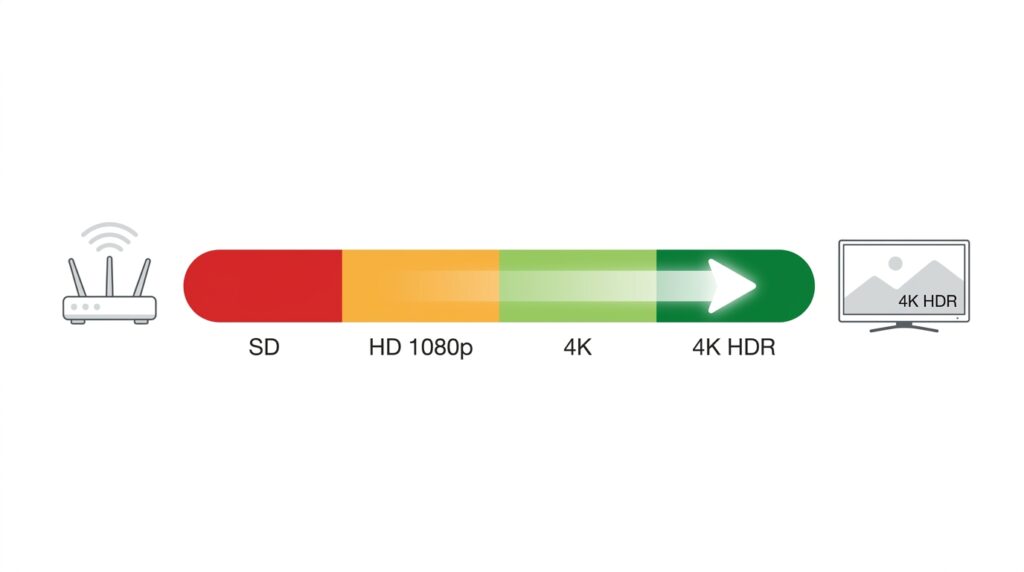 Broadband speed requirements by viewing quality
