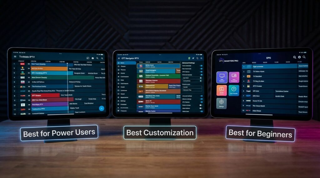 TiviMate vs IPTV Smarters Pro player software comparison for IPTV service