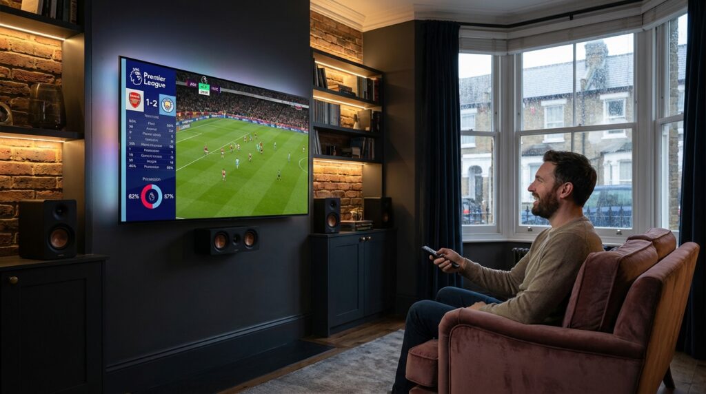 Watching live Premier League with interactive features on a premium IPTV subscription
