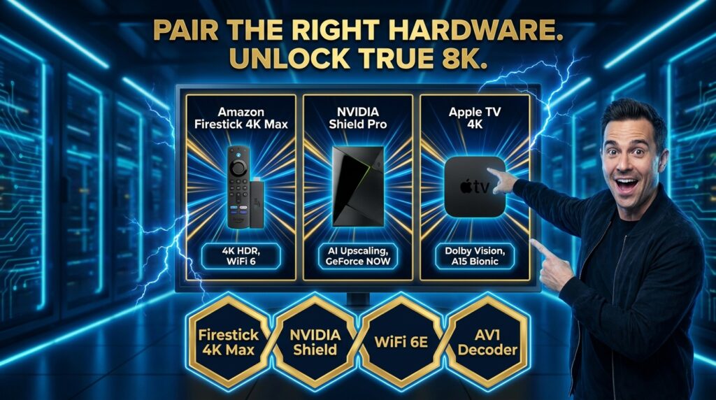Best Hardware for Bamo TV 8K Server – Firestick 4K Max NVIDIA Shield and Apple TV Compared