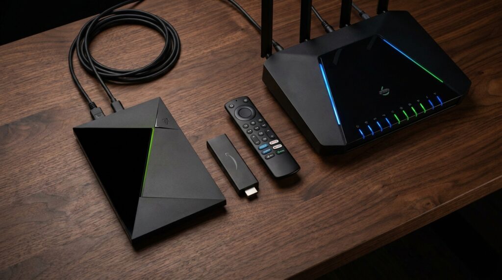 Essential hardware components for a premium OTT IPTV setup.