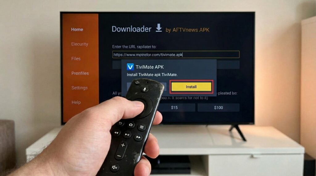 Installing TiviMate APK on Amazon Firestick 2026 guide.