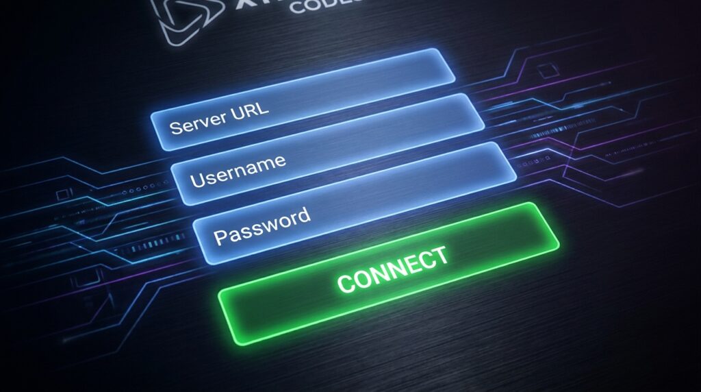 OTT Navigator Xtream Codes connection setup with IPTV provider URL and credentials