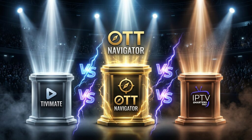OTT Navigator vs TiviMate vs IPTV Smarters Pro best IPTV player comparison 2026