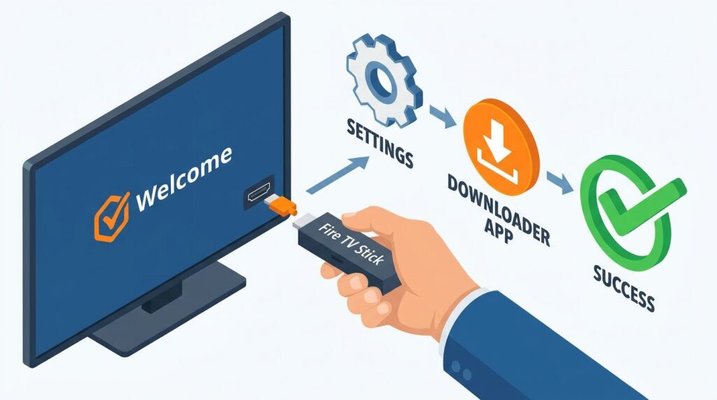 Step-by-step visual guide for setting up IPTV on an Amazon Firestick.