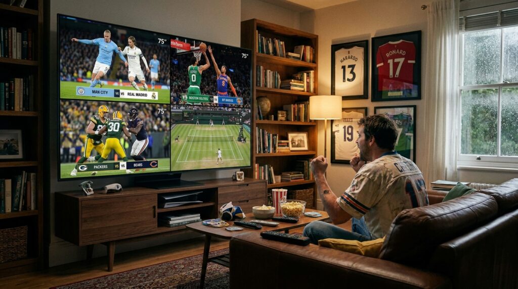 Using TiviMate Premium multiscreen mode to watch 4 games at once.