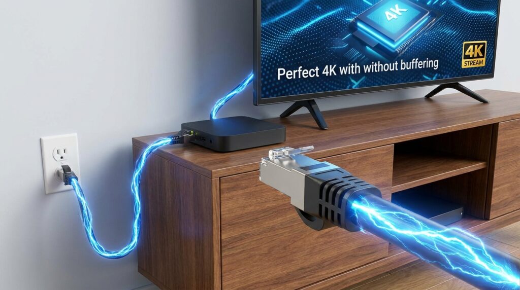 Using a wired Ethernet connection to achieve IPTV without buffering.