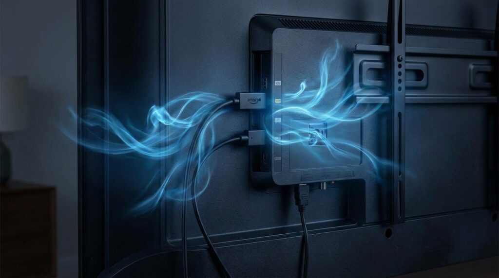 Using an HDMI extender to prevent Firestick overheating and thermal throttling.