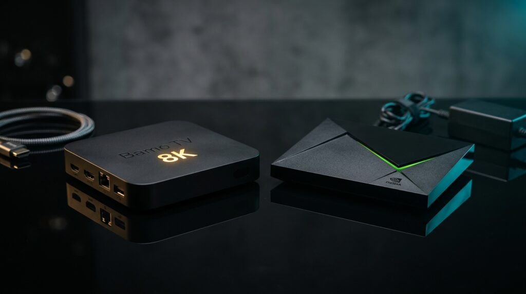 Bamo TV 8K and Nvidia Shield Pro hardware for the best IPTV service streaming experience in 4K and 8K